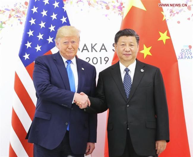 Chinese President Xi Jinping meets with U.S. President Donald Trump in Osaka, Japan, June 29, 2019. [Photo: Xinhua/Ju Peng]